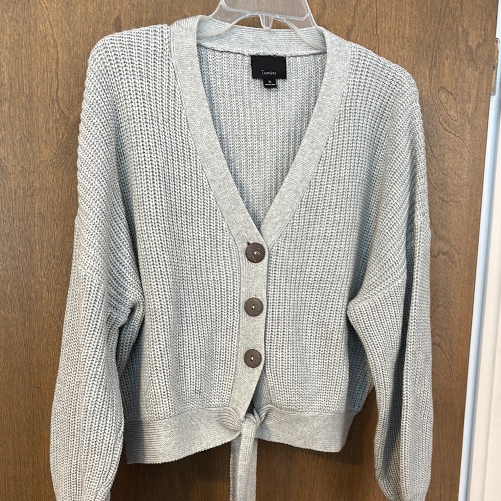 Women's Gray Cardigan Sweater